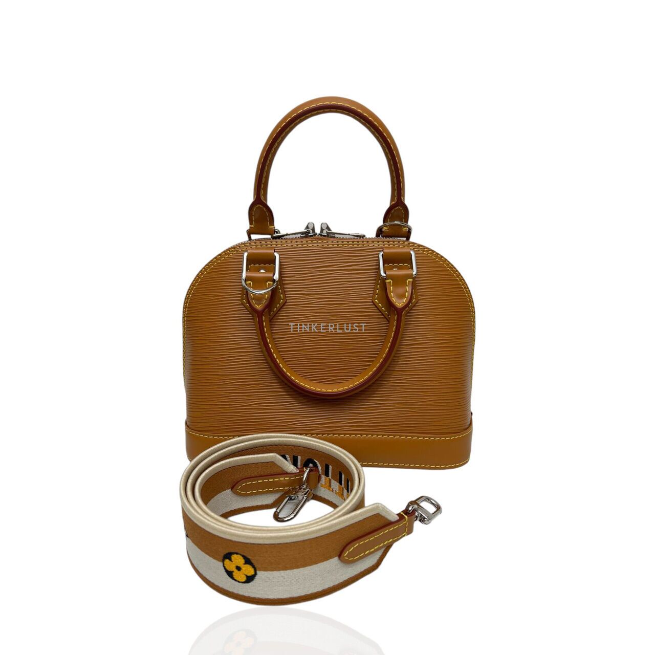 tas satchel Louis Vuitton Alma BB Gold Miel Epi Leather Chip SHW Satchel Tinkerlust